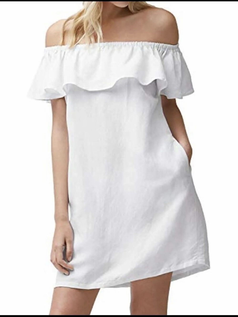 Tommy Bahama Off-Shoulder Ruffle Summer Dress - White